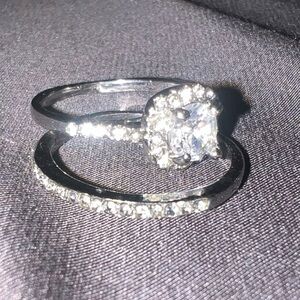 Silver fashion CZ crystal Ring Set
